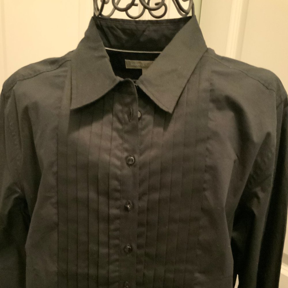 Banana Republic Black Pleated Shirt Long Sleeve